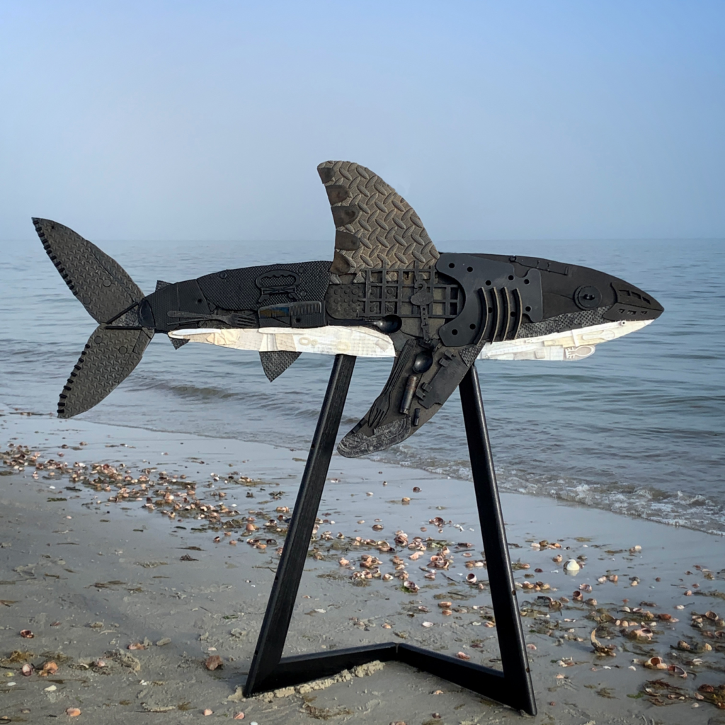 shark made out of recycled plastic